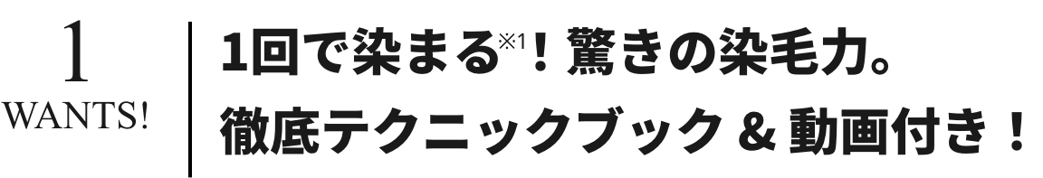 1回で染まる！驚きの染毛力。徹底テクニックブック & 動画付き！