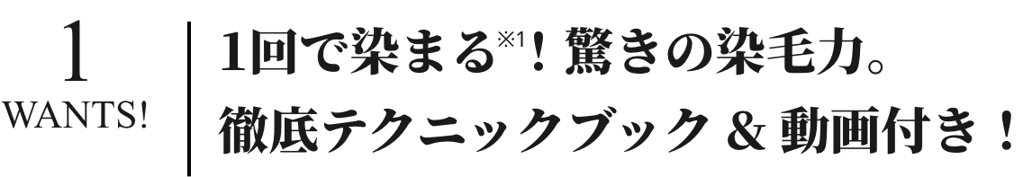 1回で染まる！驚きの染毛力。徹底テクニックブック & 動画付き！